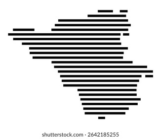 Symbol Map of the city Kaufungen (Hessen, Germany) showing the area of the city with just a few black horizontal lines