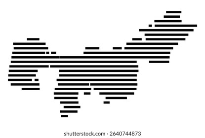 Symbol Map of the city Kelheim (Bayern, Germany) showing the area of the city with just a few black horizontal lines