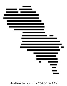 Symbol Map of the City Kelkheim (Taunus) (Germany) showing the city with just a few black horizontal lines