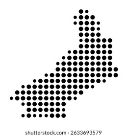 Symbol Map of the city Kelsterbach (Hessen, Germany) showing the city with a pattern of just a few black dots