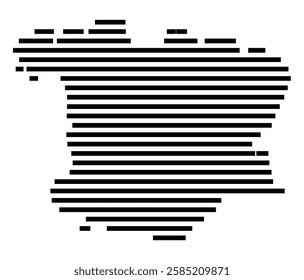 Symbol Map of the City Kempten (Allgaeu) (Germany) showing the city with just a few black horizontal lines