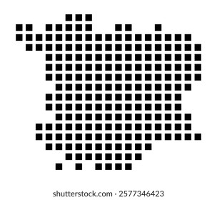 Symbol Map of the City Kempten (Allgäu) (Germany) showing the city with a pattern of just a few black squares