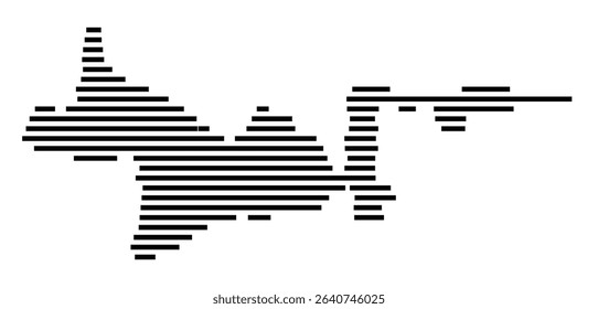 Symbol Map of the city Kenzingen (Baden-Württemberg, Germany) showing the area of the city with just a few black horizontal lines
