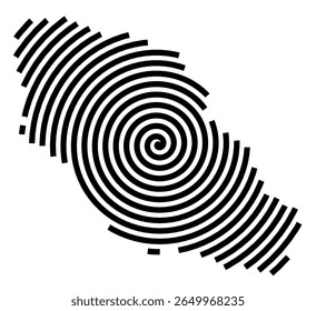 Symbol Map of the city Kerken (Nordrhein-Westfalen, Germany) showing the city with a black spiral line