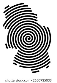 Symbol Map of the city Kernen im Remstal (Baden-Württemberg, Germany) showing the city with a black spiral line
