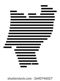 Symbol Map of the city Ketsch (Baden-Württemberg, Germany) showing the area of the city with just a few black horizontal lines