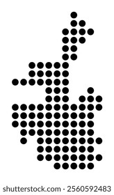 Symbol Map of the City Kiel (Germany) showing the city with a pattern of just a few black dots