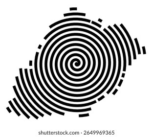 Symbol Map of the city Kierspe (Nordrhein-Westfalen, Germany) showing the city with a black spiral line