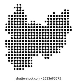 Symbol Map of the city Kirchhain (Hessen, Germany) showing the city with a pattern of just a few black dots