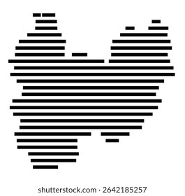 Symbol Map of the city Kirchhain (Hessen, Germany) showing the area of the city with just a few black horizontal lines