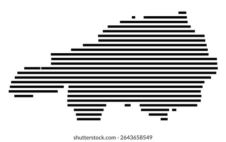 Symbol Map of the city Kirchhundem (Nordrhein-Westfalen, Germany) showing the area of the city with just a few black horizontal lines