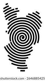 Symbol Map of the city Kirchlinteln (Niedersachsen, Germany) showing the city with a black spiral line