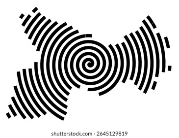 Symbol Map of the city Kirchseeon (Bayern, Germany) showing the city with a black spiral line