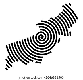 Symbol Map of the city Kirkel (Saarland, Germany) showing the city with a black spiral line