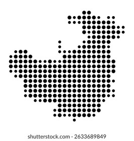 Symbol Map of the city Kitzingen (Bayern, Germany) showing the city with a pattern of just a few black dots