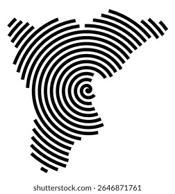 Symbol Map of the city Kleinblittersdorf (Saarland, Germany) showing the city with a black spiral line