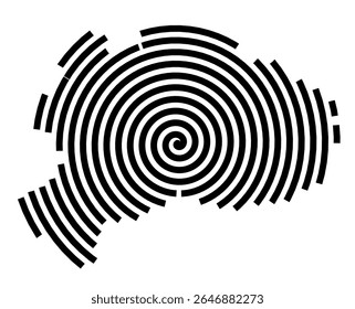 Symbol Map of the city Klipphausen (Sachsen, Germany) showing the city with a black spiral line