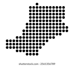 Symbol Map of the City Klostersogn (Denmark) showing the city with a pattern of just a few black dots