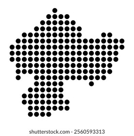 Symbol Map of the City Koblenz (Germany) showing the city with a pattern of just a few black dots