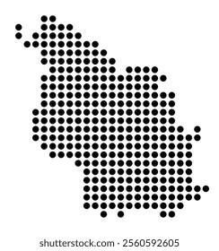 Symbol Map of the City Koeln (Germany) showing the city with a pattern of just a few black dots