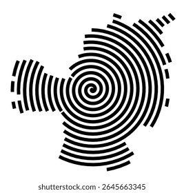 Mapa de símbolos da cidade Kolbermoor (Baviera, Alemanha) mostrando a cidade com uma linha espiral preta