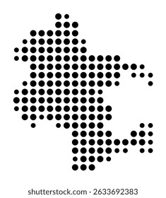 Symbol Map of the city Korb (Baden-Württemberg, Germany) showing the city with a pattern of just a few black dots