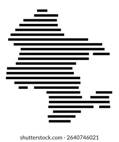 Symbol Map of the city Korb (Baden-Württemberg, Germany) showing the area of the city with just a few black horizontal lines
