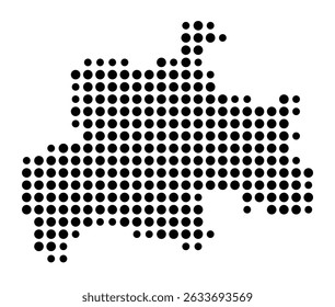Symbol Map of the city Korbach (Hessen, Germany) showing the city with a pattern of just a few black dots