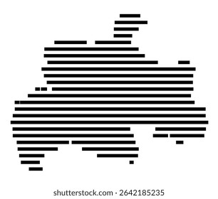 Symbol Map of the city Korbach (Hessen, Germany) showing the area of the city with just a few black horizontal lines