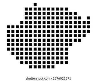 Symbol Map of the City Kornwestheim (Germany) showing the city with a pattern of just a few black squares