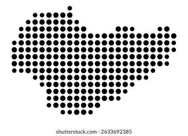 Mapa de símbolos da cidade Kraichtal (Baden-Württemberg, Alemanha) mostrando a cidade com um padrão de apenas alguns pontos pretos