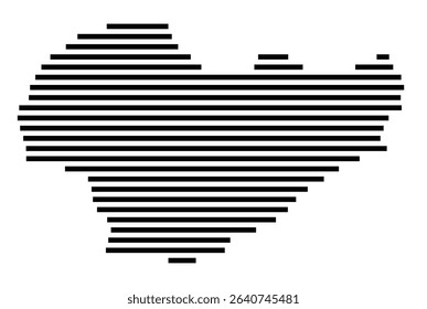 Symbol Map of the city Kraichtal (Baden-Württemberg, Germany) showing the area of the city with just a few black horizontal lines