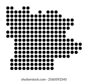 Symbol Map of the City Krefeld (Germany) showing the city with a pattern of just a few black dots