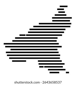 Symbol Map of the city Kreuzau (Nordrhein-Westfalen, Germany) showing the area of the city with just a few black horizontal lines