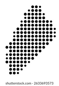 Symbol Map of the city Kriftel (Hessen, Germany) showing the city with a pattern of just a few black dots