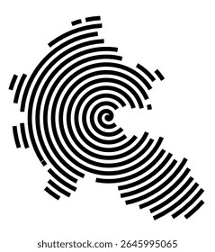 Mapa de símbolos da cidade Kronach (Bayern, Germany) mostrando a cidade com uma linha espiral preta