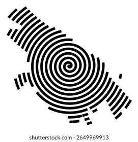 Symbol Map of the city Kronberg im Taunus (Hessen, Germany) showing the city with a black spiral line
