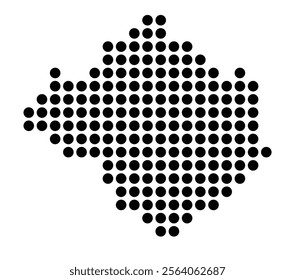 Symbol Map of the City La Roche-sur-Yon (France) showing the city with a pattern of just a few black dots