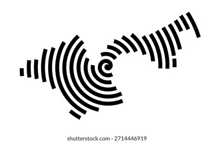 Symbol Map of the City La Trinite (France) showing the city with a black spiral line