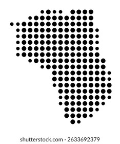 Symbol Map of the city Ladenburg (Baden-Württemberg, Germany) showing the city with a pattern of just a few black dots