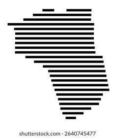 Symbol Map of the city Ladenburg (Baden-Württemberg, Germany) showing the area of the city with just a few black horizontal lines