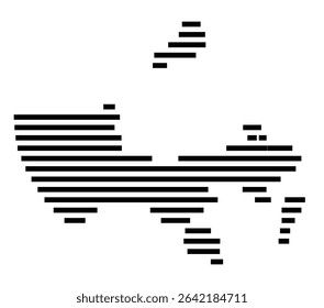Symbol Map of the city Lahnstein (Rheinland-Pfalz, Germany) showing the area of the city with just a few black horizontal lines