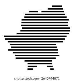 Symbol Map of the city Landau a.d.Isar (Bayern, Germany) showing the area of the city with just a few black horizontal lines