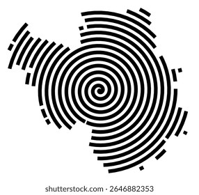 Symbol Map of the city Landsberg (Sachsen-Anhalt, Germany) showing the city with a black spiral line