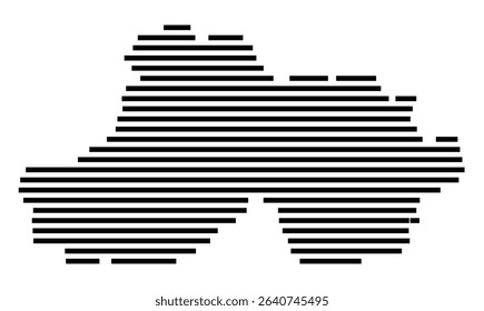 Symbol Map of the city Langenau (Baden-Württemberg, Germany) showing the area of the city with just a few black horizontal lines
