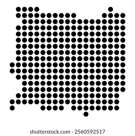 Symbol Map of the City Langenhagen (Germany) showing the city with a pattern of just a few black dots