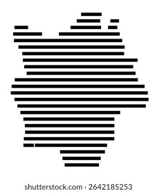 Symbol Map of the city Langenselbold (Hessen, Germany) showing the area of the city with just a few black horizontal lines