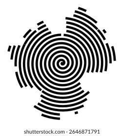 Symbol Map of the city Langenzenn (Bayern, Germany) showing the city with a black spiral line