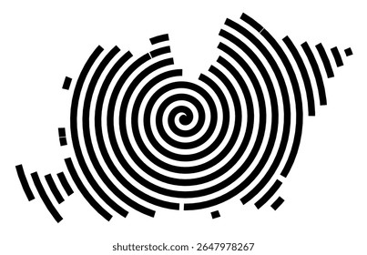 Symbol Map of the city Langwedel (Niedersachsen, Germany) showing the city with a black spiral line