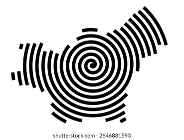 Symbol Map of the city Lauchhammer (Brandenburg, Germany) showing the city with a black spiral line